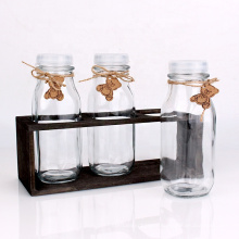 New 350ml 500ml square yogurt glass bottle milk bottle set with white and plastic cap sale